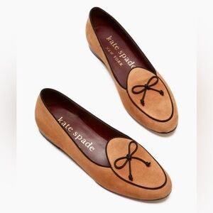 Kate Spade Devi Loafers - bungalow brown bow flats size 8.5 suede